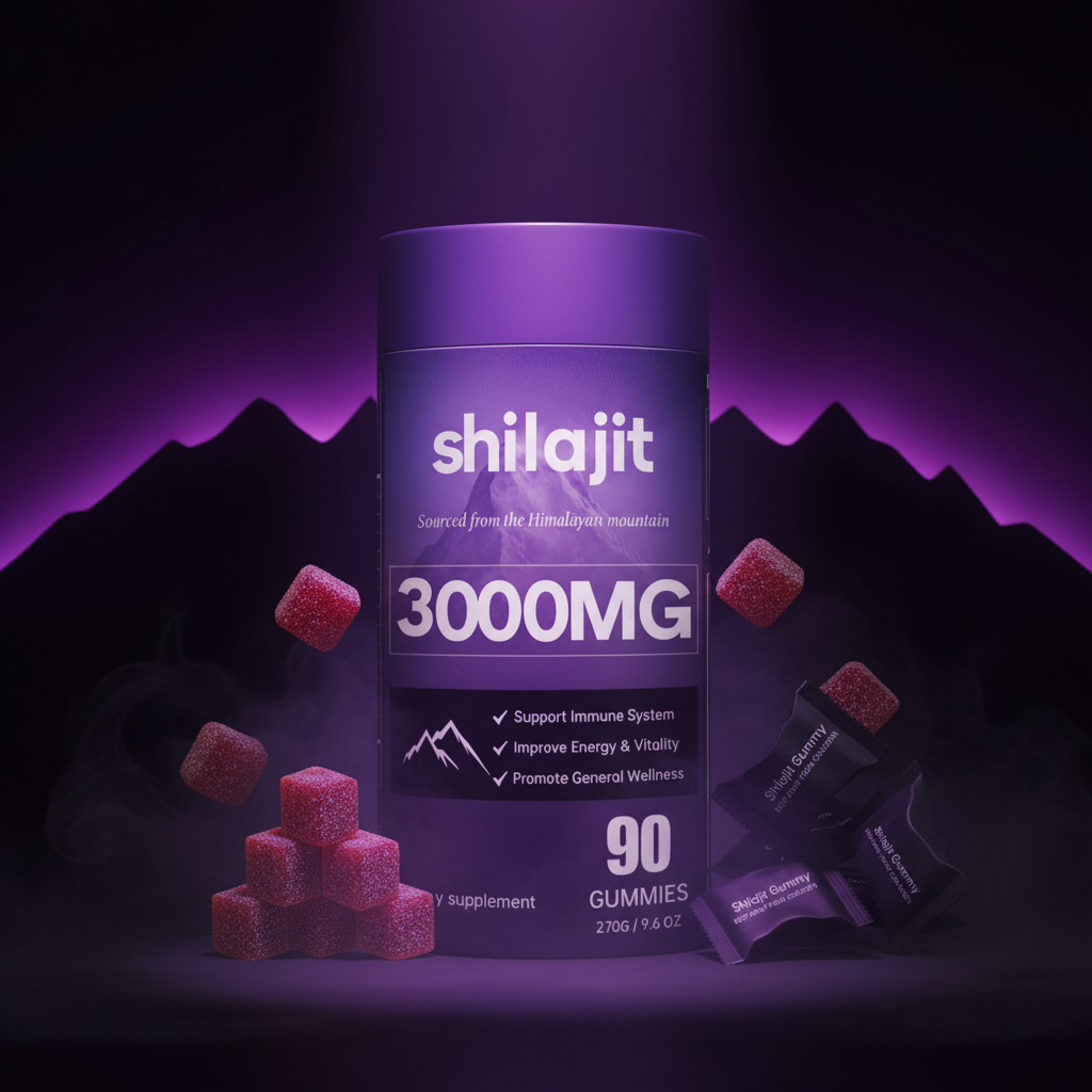 Shilajit gummies dark cinematic photo