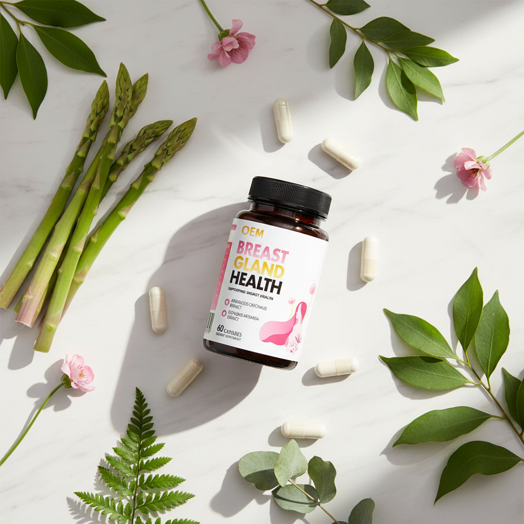 Breast health supplement botanical flatlay