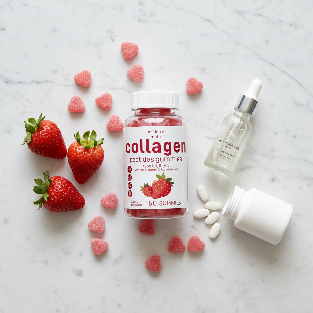 Collagen gummies lifestyle flatlay