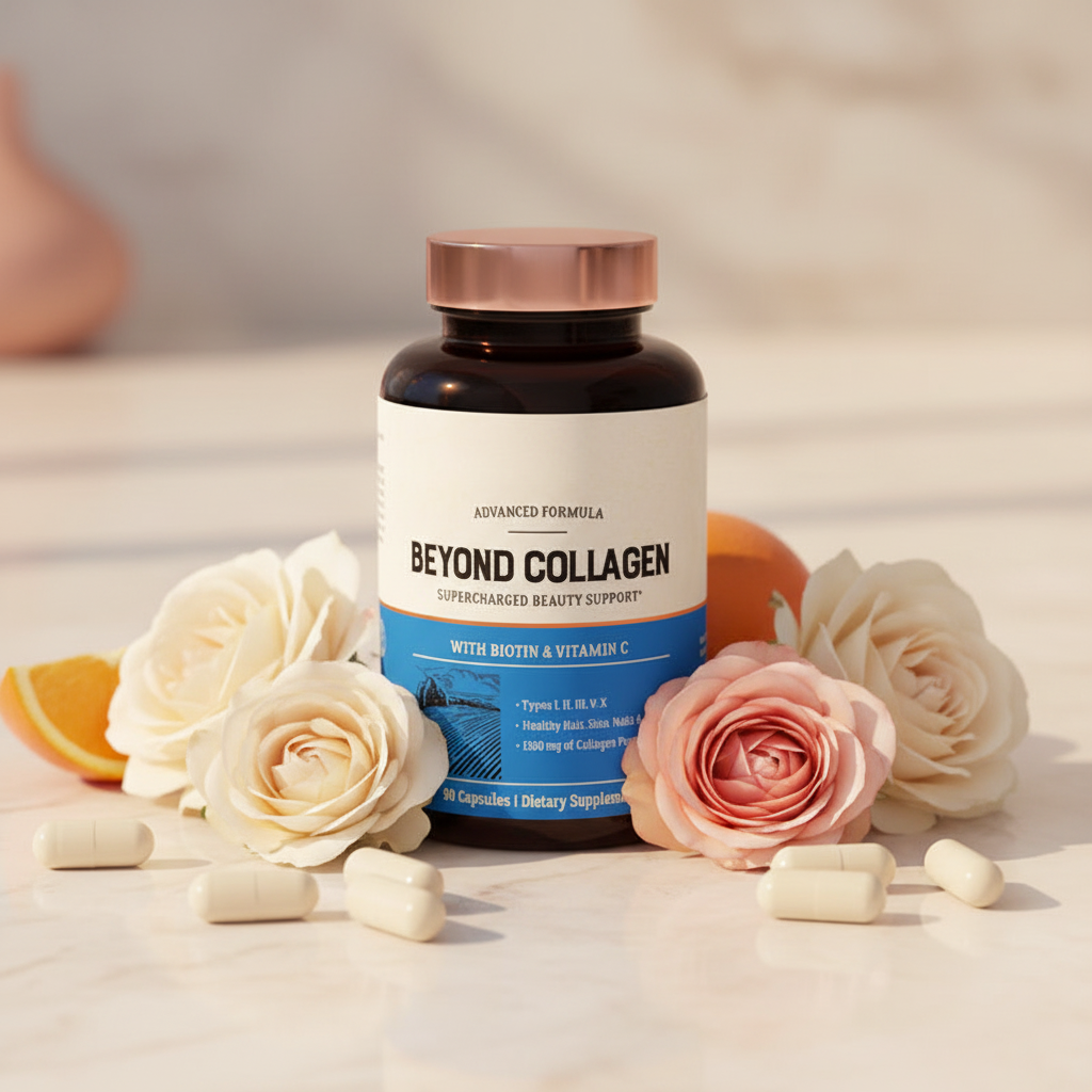 Beyond Collagen with roses and oranges