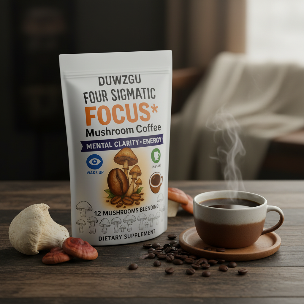 Mushroom coffee with lion's mane and coffee beans