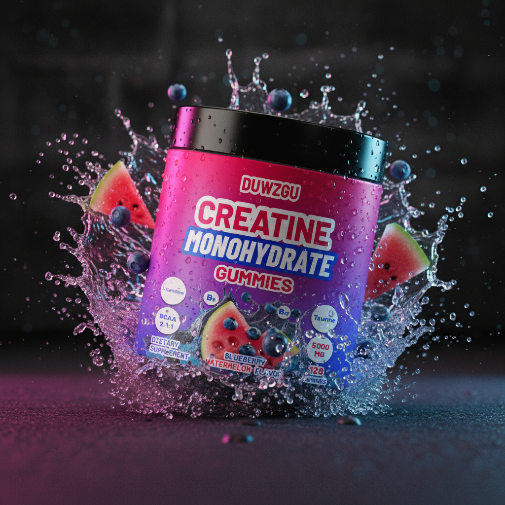 Creatine gummies dark neon premium photo