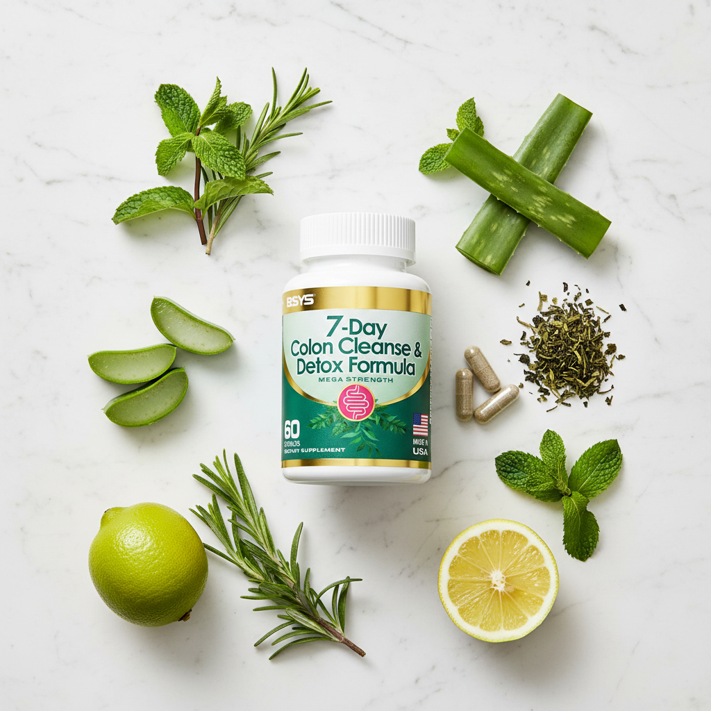 Detox supplement lifestyle flatlay