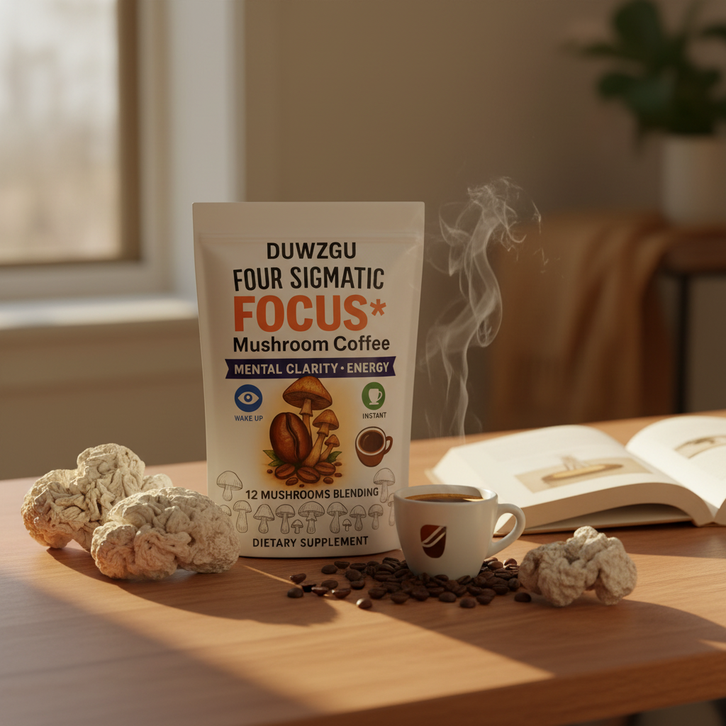 Mushroom coffee cozy morning lifestyle photo